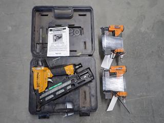 (2) Ridgid R138 Pneumatic Nailers, HPA 23 Gauge, c/w Nails & Bostitch N62FN Pneumatic Angle Finish Nailer, 15 Gauge, 25 Degree Angle. (2-C-2)