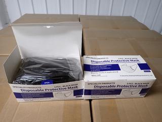 Pallet of 3-Ply Disposable Protective Adult Black Face Masks, Approximately 30,000 Total (WH)