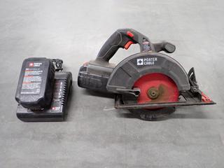 Porter Cable PC186CS 6 1/2 In. 18V Cordless Circular Saw c/w (2) 18V Batteries & Charger. (2-A-2)