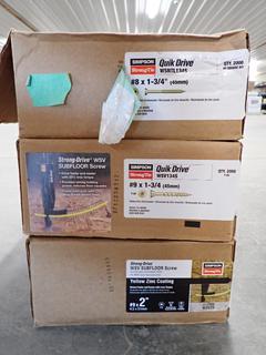 (3) Simpson Boxes of Quick-Drive Screws, Opened. (3-E-3)