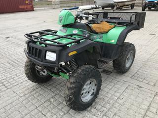 2005 Arctic Cat 4WD Quad c/w 376cc, Auto, Warn Electric Winch, Front & Rear Storage Racks, 205/80R12 Front, 255/65R12 Rear Tires, Showing 7892 Hours, S/N 4UF05ATV55T210218