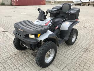 Polaris 330 Magnum 4x4 Quad c/w 330cc, Auto, Front And Rear Storage Racks, 24x8-12 Front, 24x11-12 Rear Tires, Showing 2682 Hours, VIN 4XACD32A45B684126