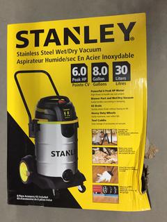 Unused Stanley Stainless Steel Wet/Dry Vacuum 30L, 6.0 Peak Hp, SL18402-88.