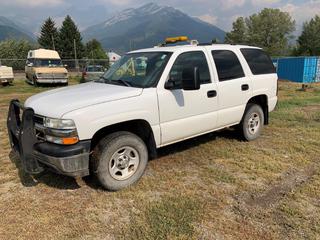 Selling Off-Site - 2006 Chev Tahoe 4WD SUV c/w 5.3L V8, VIN 1GNEK13Z06J158171  Located In Fernie, B.C. Viewing By Appointment Only Email brad.bjarnason@fernie.ca  *Note: Out Of Province*