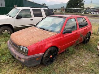 Selling Off-Site - 1998 Volkswagen Golf Hatchback 4-Door c/w 2.0L, VIN 3VWJA81H6WM260040, No Keys, Running Condition Unknown, Located In Fernie, B.C. Viewing By Appointment Only Email brad.bjarnason@fernie.ca, *Note:  Out of Province*