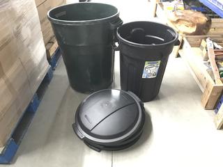 (2) Garbage Bins, (6) Lids, Small Ceramic Planters, Multi- Drawer Storage System. (8-N-1)