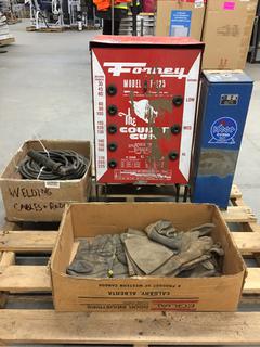 Forney F-225 Welder w/ Leads, Gloves & Rods. (1-B-3)