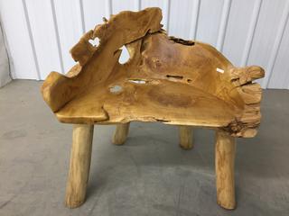 Small Teak Root Bench. Approx. 34 in x 16 in. x 32 in. (9-A-2)