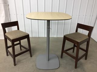 Indoor Bar Table, c/w (2) Bar/Counter Stools. (1-P-1)