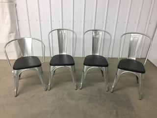 (4) Tolix Side Chairs w/ Wood Seats, Unused. (WH)