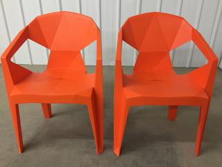 (2) Orange Beer Armchairs, Unused. (WH)