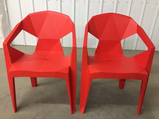 (2) Red Beer Armchairs, Unused. (WH)