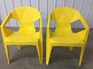 (2) Yellow Beer Armchairs, Unused. (WH)