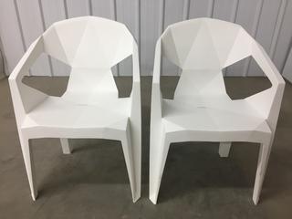 (2) White Beer Armchairs, Unused. (WH)