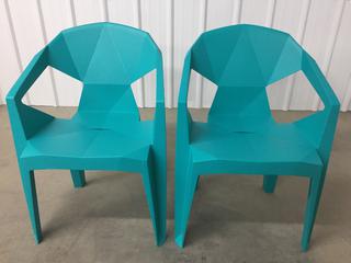 (2) Teal Beer Armchairs, Unused. (WH)