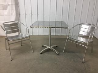 Inox Bistro Stainless/Aluminum Table w/ (2) Chairs, Unused. (WH)