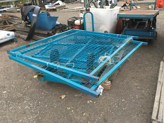 Rolling Metal Utility Cart w/ 4ft H Detachable Wire Mesh Sides.