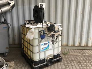 1040L H2Blu Diesel Exhaust Fluid Tank w/ (2) Samson Hose Reels, Hose, Nozzle and (1) Tecalemit Electric Pump.  (DOME)