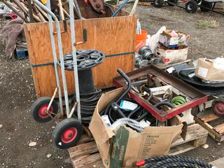 (2) Dolly's, Assorted Brackets, Automotive Belts, Etc.