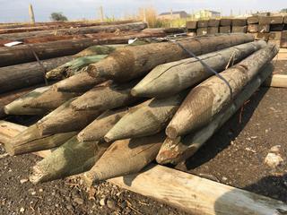 (21) 4in to 5in Diameter Green Pressure Treated Fence Posts 6ft to 7ft L.