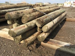 (29) 3in to 4in Diameter Green Pressure Treated Fence Posts 6ft to 7ft L.