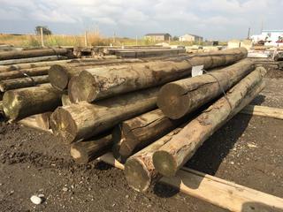 (21) 4in to 6in Diameter Green Pressure Treated Posts Approximately 8ft L.