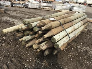 (32) 3 1/2in Diameter Green Pressure Treated Fence Posts 7ft L.