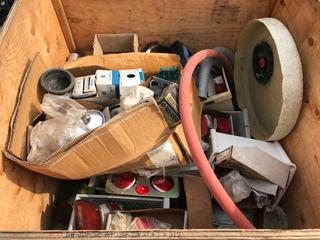 Crate of Assorted Automotive Lamps and Other Parts.