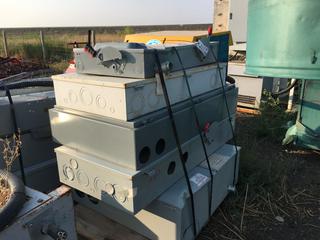 Pallet of Electrical Panels, Main On/Off Switches, Etc.