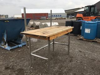 Steel/Wood Work Table 31in x 64in x 38in H.