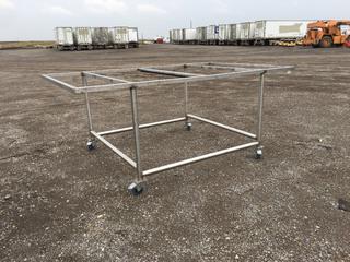 Steel Rolling Work Table Frame 8ft x 5ft x 3ft H.