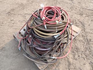 Qty of 1 In., 3/8 In. and 1/2 In. Air Hose c/w (1) 1/4 In. High Pressure Hose