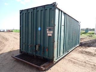 20 Ft. Skid Mtd. Tool Crib c/w 24 Ft. X 7 Ft. Skid, Shelving And Wired For Power, SN 6311-030513