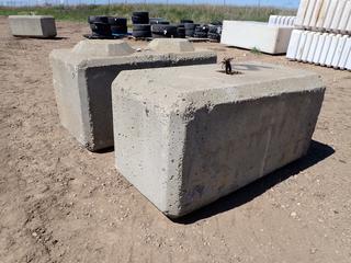 (2) Concrete Lock Blocks, 5 Ft. X 30 In. X 30 In. *Note: (1) Block Has Crack On Side and Missing Hook*