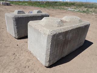 (2) Concrete Lock Blocks, 5 Ft. X 30 In. X 30 In. *Note: (1) Block Has Broken Hook and Broken On Side*