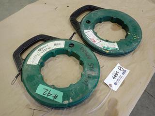 (2) Greenlee Steel Fish Tapes, 438-10, 100 Ft. X 1/8 In. X .060 In., 400 lbs. Max. Design Strength  (Y-3-3)