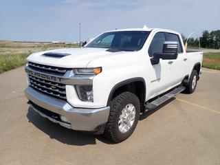 2020 Chevrolet Silverado 2500 HD LTZ Crew Cab 4X4 Pickup c/w 6.6L V8, A/T, Leather, Backup Camera, Wood Box Liner And LT275/70R18 Tires. Showing 214,139kms, 7740hrs. VIN 1GC4YPE74LF160666