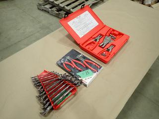 Snap-On 3pc Cutter Set c/w 12pc 12mm - 27mm Combination Wrench Set And Blue Point Internal/External Snap Ring Pliers Kit  (Y-2-3)
