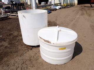 (1) Storage Tank w/ Casters, 40 In. X 36 In c/w (1) Storage Tank w/ Cover, 40 In. X 24 In *Note: Holes Drilled In Tank Bottom*