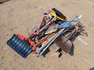 Assorted Shovels, Tripods, Hockey Sticks and More