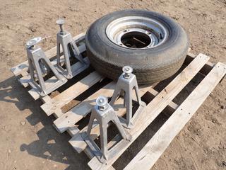 (4) Axle Stands c/w Firestone F78-14 Tubeless Tire on 4-Bolt Rim 