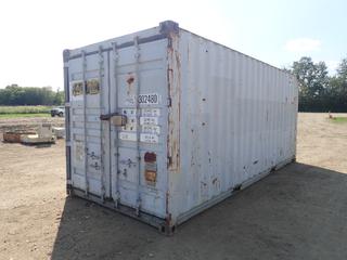 1989 20 Ft. Storage Container. SN ACDU3024804 *Note: Plywood Coming Off Floor, Hole In Side And Door, Door Handle Missing*