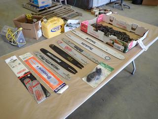 Assorted Power Saw Chains and Chain Bars, Including: 15 In., 16 In. and 17 In.  (E-2)