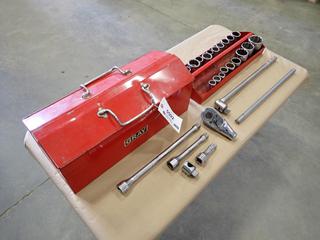 Ratchet and Socket Set, c/w Gray Tool Box  (G-2)