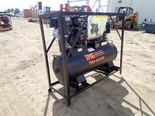  Unused TMG Industrial Model TMG-GAC40 40-Gal 2-Stage Air Compressor w/ Loncin G300FA Gas Engine, 175 Max PSI. SN H3019230232