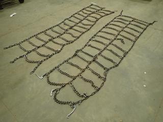 Set of (2) Trygg Studded Dual Triple Truck Chains, 10.00-22 11R-24.5 (9mm S.CH) 8mm  (R-2-3)