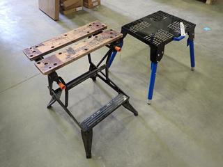 Mastercraft, Universal Power Tool Stand, 300 Lbs. Max. Capacity, 24 In. X 18 In. X 23 In. and Black & Decker Workmate 200 Workbench