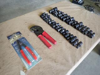 Assorted Snap-On Swivel Head Sockets and (2) Maintenance Grip Tools  (B--2)