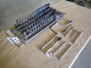 Tray of Assorted Snap-On Blue-Point Sockets c/w Ratchets and Extensions  (B-2)