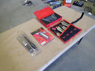 Mac Tools 4-Piece Set of Locking Pliers, Part LP4SET, Blackhawk Ratchet Wrench Set, Unused Mac Tools Mini Grease Gun, Part AWGG234B and More (B-2)